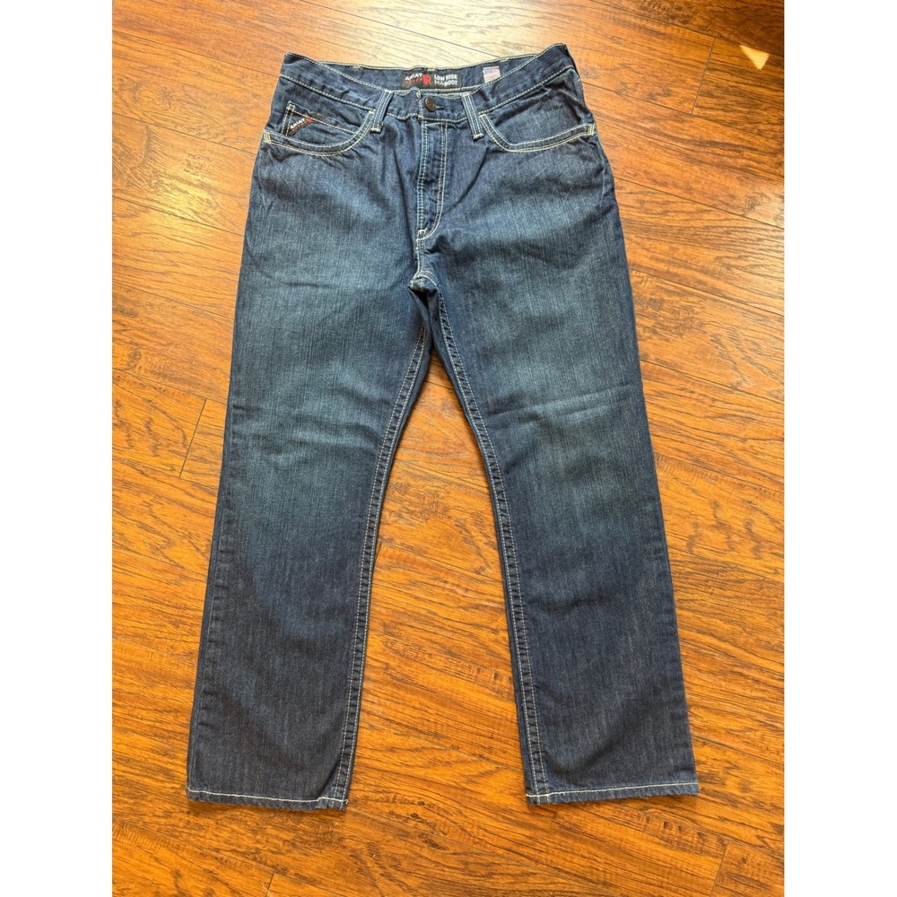 Ariat FR M4 Low Rise Boot Cut Jeans Mens 36x32 Dark Wash Flame Resistant Denim